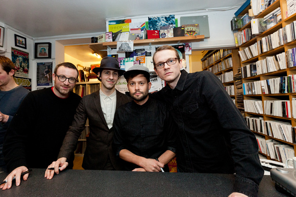 Maximo Park play an in store fig at R.P.M. Music redcord shop in Newcastle to promote their new album Too Much Information. 8th February 2014